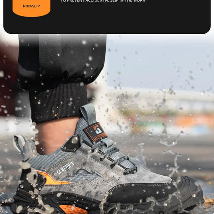 Men Safety Work Shoes Plastic Toe Safety Boots Fashion Lightweight Comfort Working Sneakers Anti-puncture Indestructible Shoes