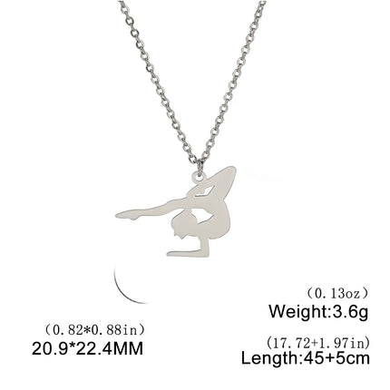 Unift Stainless Steel Sport Women Necklace Runner Rhythmic Gymnastics  Silhouette Pendant Fashion Birthday Jewelry Wholesale