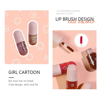 Pudaier mini capsule lip glaze, non-stick and non-fading lip gloss, mirror-finished moisturizing lip gloss