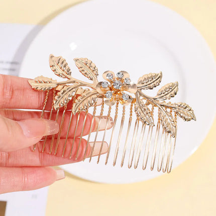 Wedding Hair Accessories Leaf Hair Clips for Women Fashion Crystal Bride Headdress Hairpin Crystal Hair Combs Girls Jewelry Gift