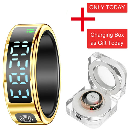 SR08 Display Screen Smart Ring Smart Touch Fitness Tracker Stainless Steel 5ATM IP68 Waterproof Intelligent Ring For Men Women