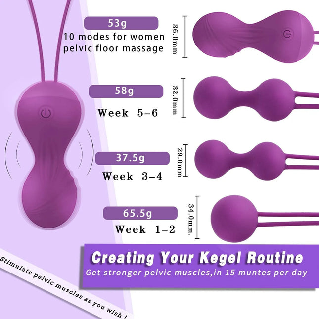 4pcs Kegel Exercise Vaginal Balls Vibrator Remote Control Trainer Beginners Shrink Massage Ball Vibrating Eggs Sex Toys For Women