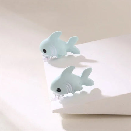 Cartoon Animal Biting Stud Earrings Women Cute Shark Dinosaur Open Mouth Resin Piercing Earring Ear Studs Girls Funny Jewelry