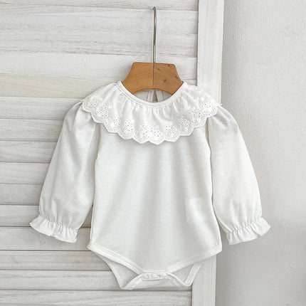 Newborn Romper Clothes Baby Flower Petal Collar Long Sleeve Cotton Bottoming Shirt Tops Spring Autumn Toddler Bodysuits Jumpsuit