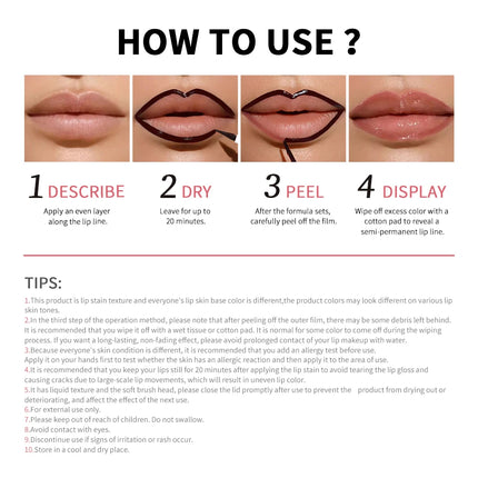 Peel Off Lip Stain Lip Liner Tattoo Long-Lasting Waterproof Smudge-Proof Transfer-Proof Matte Lipliner Magic Lip Cosmetic