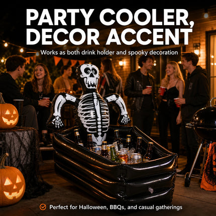 Skeleton Shaped Inflatable Ice Bucket PVC Waterproof Cooling Container Halloween Party Favor Supplies