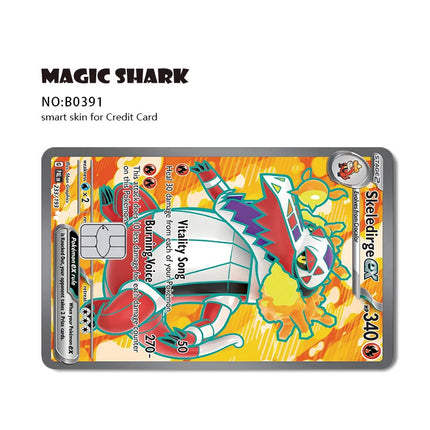 Magic Shark Tyranitar Pawmot Clefable Pokemons Slowking Victini Ex Soft PVC No Fade Skin Sticker for Credit Debit Metro Card