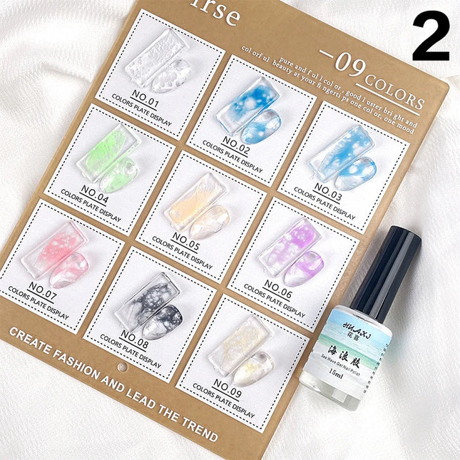 Quickly Blooming Nail Polish Bubble Colorful Ocean Wave Gel DIY Nail Art Blossom Gel Semi Permanent Soak Off Marble Gel Polish