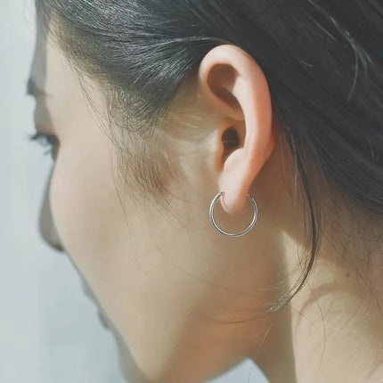 SOMILIA SOMILIA Platinum Big Hoop Earrings for Women, 925 Sterling Silver Jewelry Female Fashion Women Earrings 10-90mm For Gift