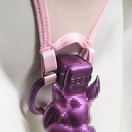 Pink T-back Chastity Lock Fixed Strap Chastity Belt BDSM Fall Prevention Adjustable Cock Cage Sex Toys for Men Gay Chastity Lock