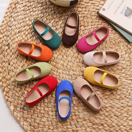 New Girl Dresses Casual Shoes Simple Fashion Children Leather Shoes Solid Color Spring Autumn Kids Princess Ballet Flat Shoes