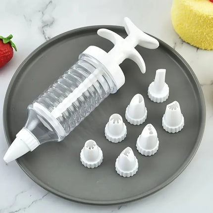 8pcs/Set Plastic Cream Squeezer Set Nozzle Dispenser Kitchen Icing Piping Tool with Various Nozzles for Cake Dessert Decoration