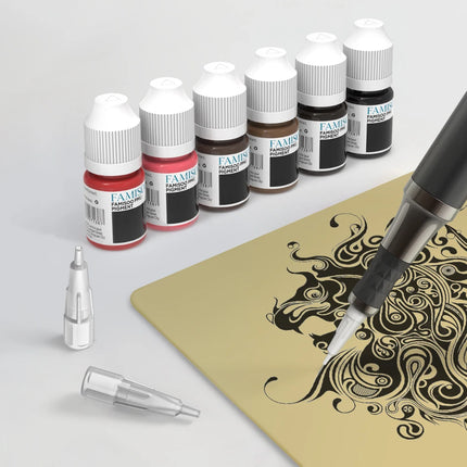 FAMISOO Professional Permanent Makeup Machine Kit Tattoo Machine For Eyebrows Eyeliner Lip Body Tattoo With 6PCS Pigment Needle