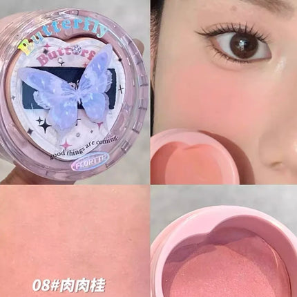 Flortte Air Powder Blush Cream Highlight Natural Nude Repair Brightening Face Thin Glitter Pure Desire Makeup With Puff