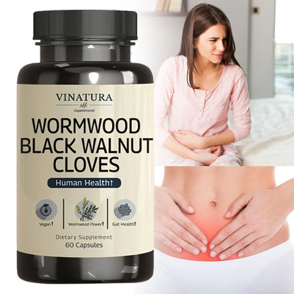 Wormwood Black Walnut Clove - Herbal Supplement for Gut Cleanse Detox and Digestive Well-Being