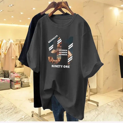 Summer Digital Building Print Cotton Basic T-shirt Women Fashion Casual O-neck Short Sleeve Top Tee Loose Oversized Y2k Pullover
