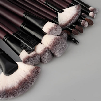 26-Piece Rosewood Pro Makeup Brush Set Premium Animal Hair Eco-Friendly Soft Brushes for Contouring, Blush & Highlighter
