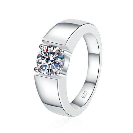 D VVS1 Moissanite 0.5-2ct 925 Sterling Silver Ring for Women Man Jewelry Shining Classic Imitation Diamond Wedding Ring Gifts