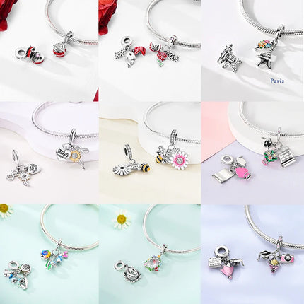 New 925 Sterling Silver Charms Beads Sunflower Flower Daisy Original Charm Pendant Fit Charm Bracelets DIY Jewelry Birthday Gift