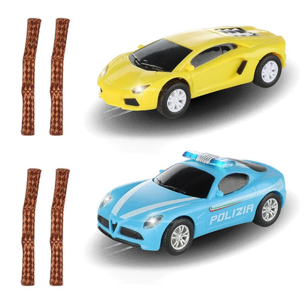 2pcs Slot Car 1/64 Scale Electric Racing High Speed Track Cars 1:64 with Lights Compatible Carrera Go Scalextric Toy