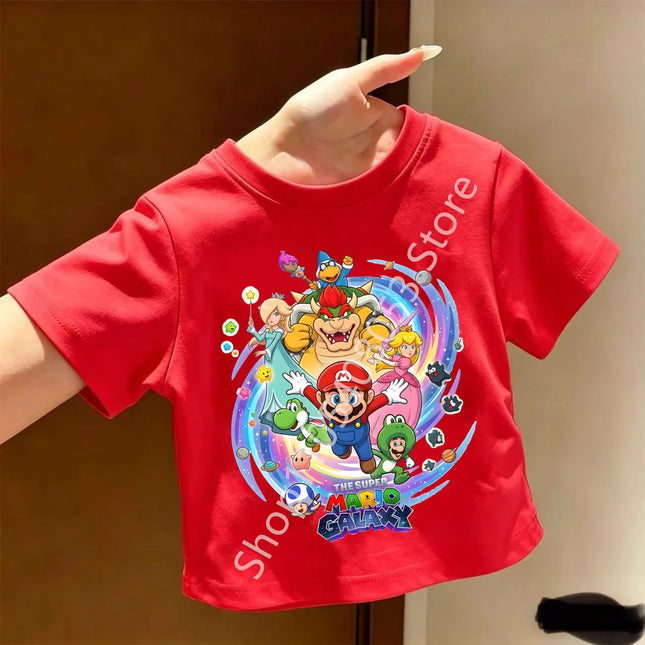 Super Marios T-shirt for Children Cartoon Anime Clothes Round Collar Clothing Short Sleeve Kid Summer Tee Top