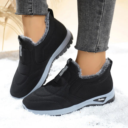 Women's Thickened Fleece Lined Boot Comfortable Warm Cotton Shoes round Toe Flat Heel Casual Style Ideal for Winter Season