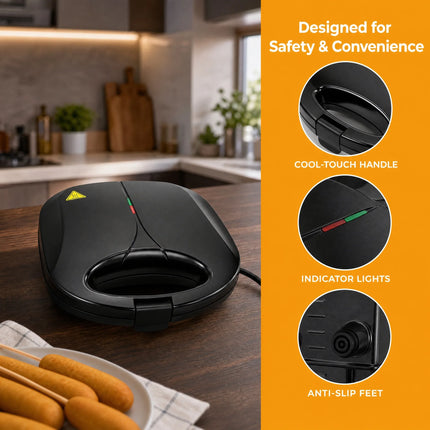 Cross-border EU standard corn hot dog sausage machine, double-sided heating, 750W hot dog machine, mini cake breakfast machine