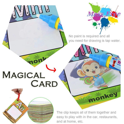Montessori Toy Alphabet Water Coloring Cards Water Drawing Card with Magic Pen Aqua Painting Doddle Flashcards Educational Toys