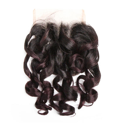 Curly Human Hair Closure Indian Remy Hair 4x4 Lace Closure Swiss Lace Three Part Closure Colored 1B/27/4/30/33/99J