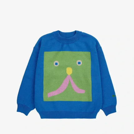 2025 New BC Round Neck Pullover Warm Sweater for Boys and Girls Children's Clothing Animal Cartoon Pattern Warm Birthday Party