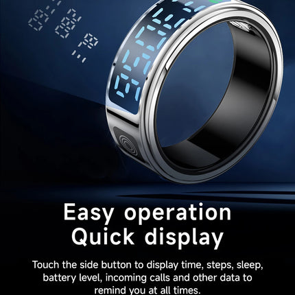New Smart Ring SR08 LED Display Sleep Health Monitoring 5ATM Waterproof Charging Case Multi Sports Modes Ring For Men Women Gift