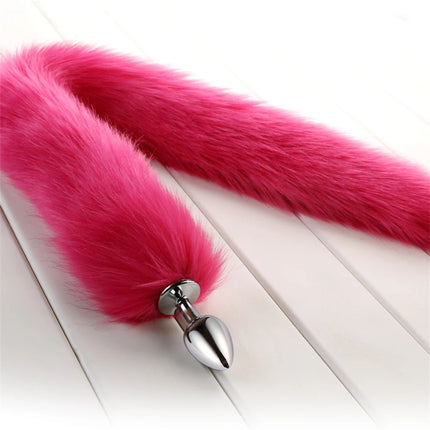 78cm Red Long Fox Tail Anal Plug Metal Butt Plug Prostate Massager Erotic Cosplay Accessories Adult Novelty Sex Toys For Couples