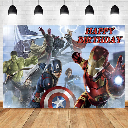 Marvel Avengers Photo Backdrops Banner Captain America Iron Man Spider-Man Boys Birthday Party Decor Custom Superhero Background