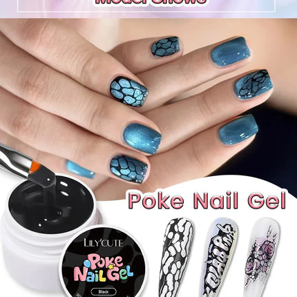 LILYCUTE 8ml 2/3/4PCS Poke Poke Gel Nail Polish Set Black White Wave Texture Nail Painting Art Gel Soak Off UV LED Varnish Kit
