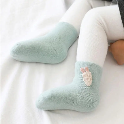 3Pairs/Lot Warm Winter Baby Socks Cute Soft Newborn Baby Girl Boy Thicken Terry Socks Cartoon Rabbit Bear Floor Sock