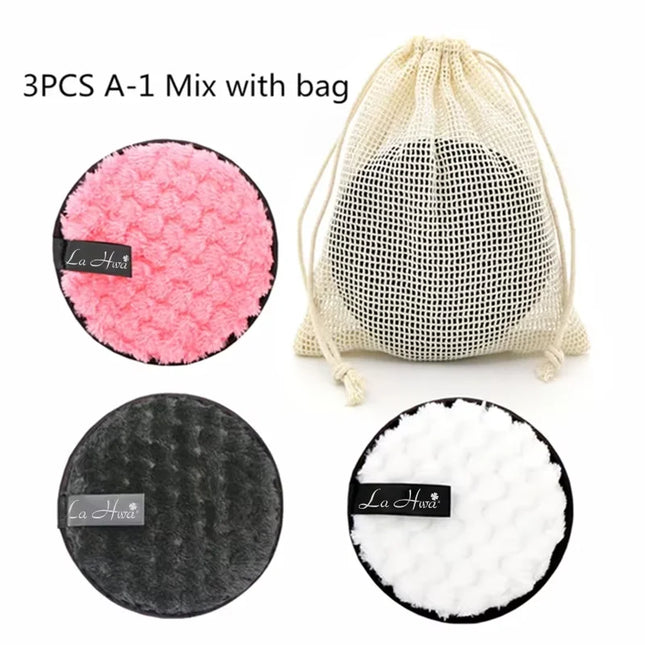 3 Reusable Makeup Remover Pads Cotton Wipe Microfiber Makeup Remover Sponge Cotton Cleansing Pad Tool Cleansing Pad