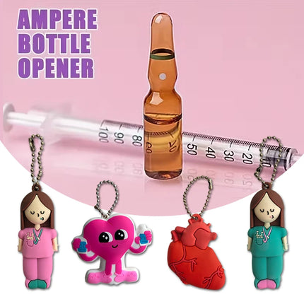 Ampoule Bottle Opener Keychain Syringe-Shaped Cutter Nurse Doctor Ampoule Bottle Opener Aid Medication Vial Breaker Tool