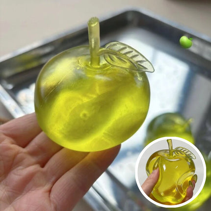 Squishy Green Apple Stress Relief Toy Soft Transparent Slow Rebound Squeeze Toy Decompression Fidget Toy for Adults & Kids