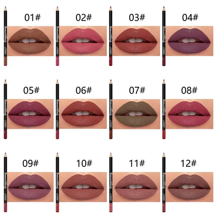 12Pcs/lot Matte Lipstick Set with Professional Lip Liner Pencil and Matte Lip Gloss for Women Valentine's Day Gifts Long-Lasting