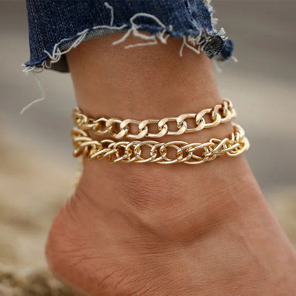 YOBEST Gold Color Chain Anklet For Women Summer Beach Foot Jewelry On The Leg Minimalist Anklets Female