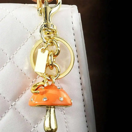 Cute Zinc Alloy Mushroom Keychain Pendant Charm For Bag Car Keys Decoration Gift