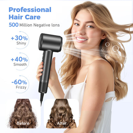 Low Noise High Speed Hair Dryer 4 Heat 3 Speed Settings Lightweight Portable Ionic Blow Dryer with Diffuser for Women Men