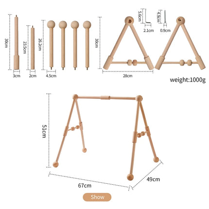 Foldable Baby Play Gym,0 Months Wooden Infant Activity Gym Hanging Toys Tool-Free Assembly Gym,Great for Newborn Development