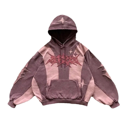 New Unisex Oversized Hoodie Stylish Streetwear Style English Embroidered Patchwork Loose Fit Hooded Sweatshirt