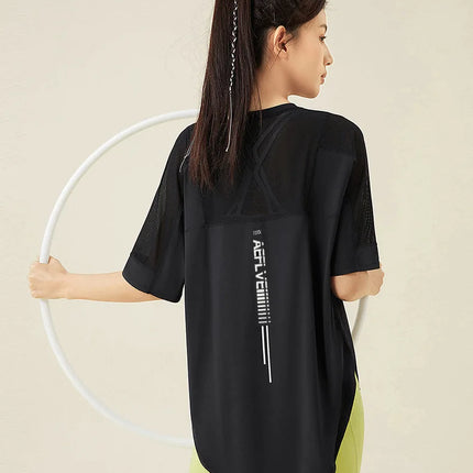 Yoga Clothes Women's Running and Fitness Clothes Hip Covering Long Sports T-shirt Loose Plus Size Short Sleeved Sports Top