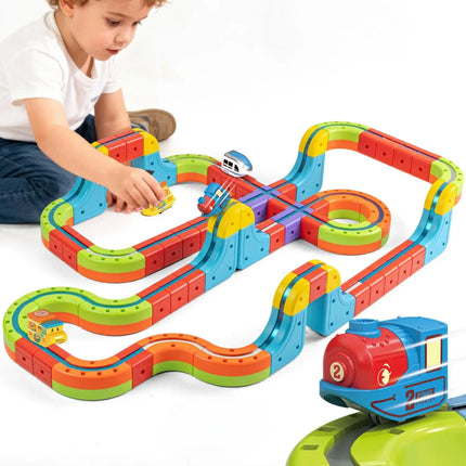 Anti-Gravity Suction Magnetic Track Set Electric Train Toy for Kids DIY Building Blocks Race Track Set Rail Car Birthday Gift
