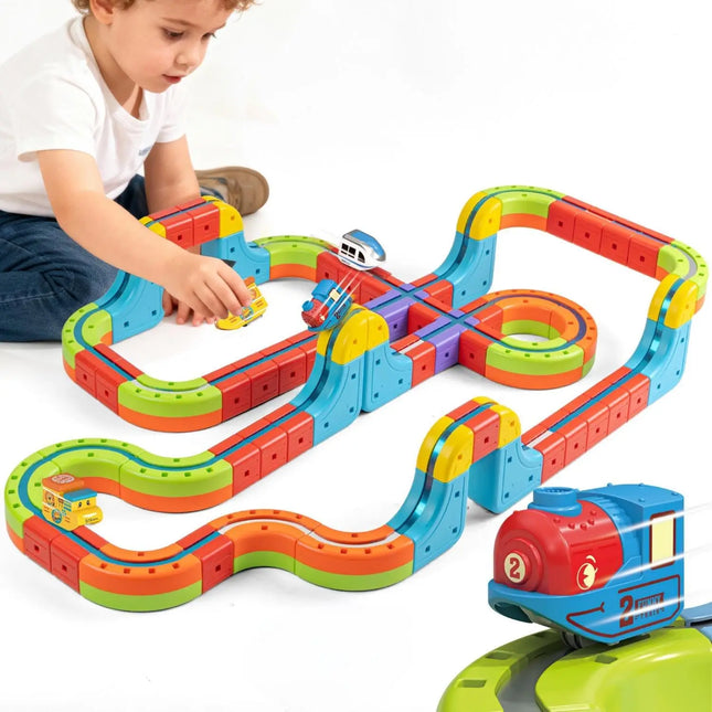Anti-Gravity Suction Magnetic Track Set Electric Train Toy for Kids DIY Building Blocks Race Track Set Rail Car Birthday Gift