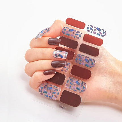 UV Semi-Cured Gel Nail Wraps Stickers Strips French Long Lasting Full Cover LED Gel Semi Cured Nail Sliders For Nail Extension