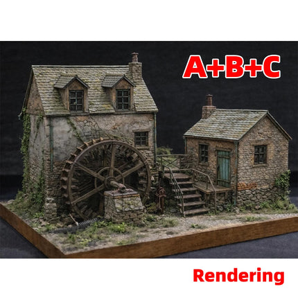 Assembly Architectural Miniature Building Architecture European Rural Watermill Vernacular House Diorama Scale Model Kit 1/35