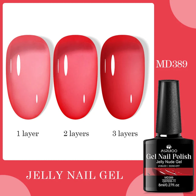 8ml Jelly Milky White Gel Nail Polish Translucent Pure Color UV Gel Polish Semi Permanent Soak Off Varnish Manicure Nail Art DIY